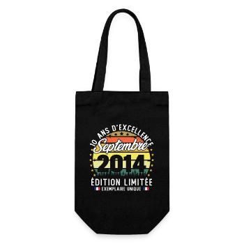 Septembre 2014 Vintage Cadeau Anniversaire 10 Ans - Sac à bouteille - noir - Devant
