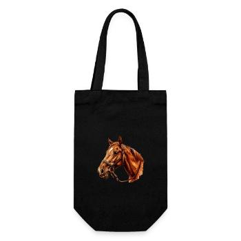 Brown Horse With Bridle Artwork - Gift Bag for Bottles - black - Front