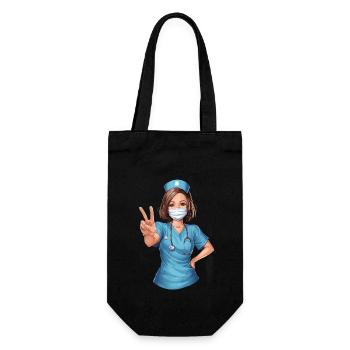 Lustige Krankenschwester mit Humor - Geschenkbeutel für Flaschen - Schwarz - Vorne
