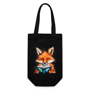 Renard lecture livre Coloré Animal Design Imprimer - Sac à bouteille - noir - Devant