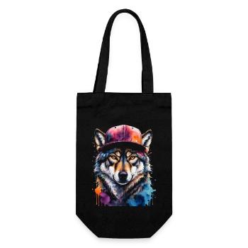 Casquette Wolf Snapback Imprimé de design animal coloré - Sac à bouteille - noir - Devant