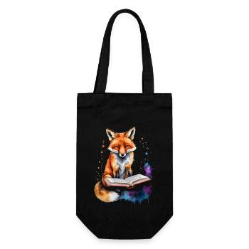 Fuchs Lesen Buch Bunt Tier Design Print - Geschenkbeutel für Flaschen - Schwarz - Vorne