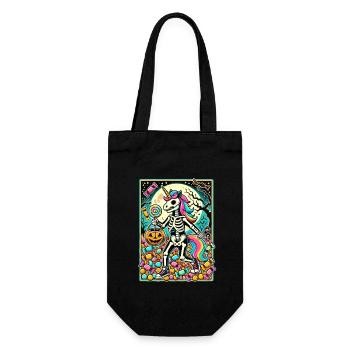 Drôle de squelette de licorne aime les bonbons - Sac à bouteille - noir - Devant