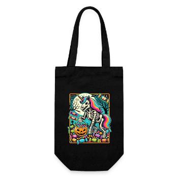 Drôle de squelette de licorne aime les bonbons - Sac à bouteille - noir - Devant