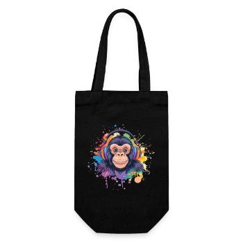 Singe Avec Casque Décoration Femme Cadeau Homme - Sac à bouteille - noir - Devant