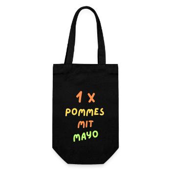 Pommes mit Mayo - Geschenkbeutel für Flaschen - Schwarz - Vorne
