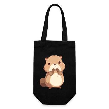Beaver Biber - Geschenkbeutel für Flaschen - Schwarz - Vorne