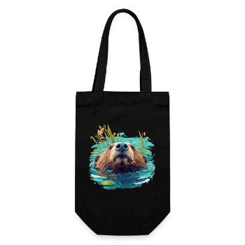 Beaver Biber - Geschenkbeutel für Flaschen - Schwarz - Vorne