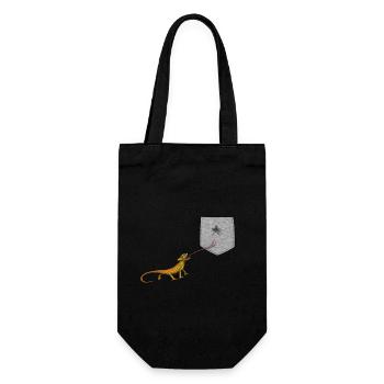 Langue de lézard atteignant pour mouche dans une fausse poche amusante - Sac à bouteille - noir - Devant