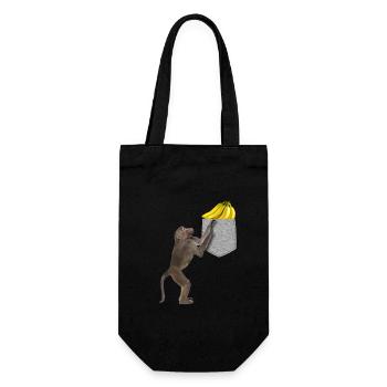 Singe Babouin Atteignant Banane Dans Fausse Poche - Sac à bouteille - noir - Devant