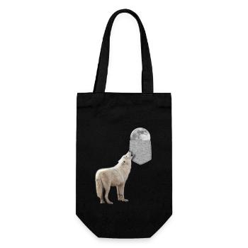 Loup hurlant à la lune dans votre fausse poche drôle - Sac à bouteille - noir - Devant
