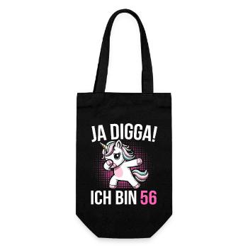 56. Geburtstag Frauen Einhorn Geschenk - Geschenkbeutel für Flaschen - Schwarz - Vorne