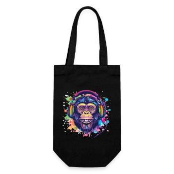 Singe Avec Casque Décoration Femme Cadeau Homme - Sac à bouteille - noir - Devant