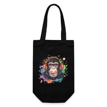 Singe avec casque Décoration femme Cadeau pour homme - Sac à bouteille - noir - Devant