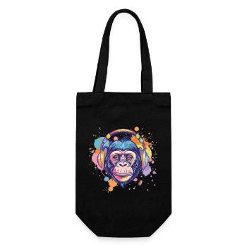 Singe Avec Casque Décoration Femme Cadeau Homme - Sac à bouteille - noir - Devant