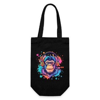 Singe avec casque Décoration femme Cadeau pour homme - Sac à bouteille - noir - Devant