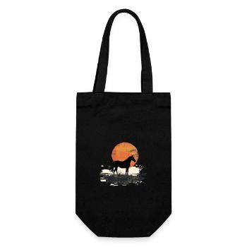Horse Silhouette Before Sunset - Gift Bag for Bottles - black - Front