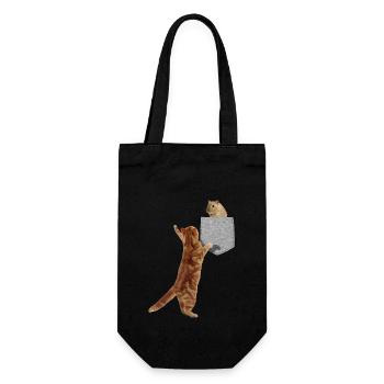 Chat Atteignant Un Hamster Dans Fausse Poche Drôle - Sac à bouteille - noir - Devant