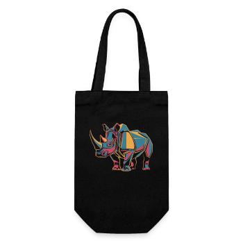 Rhinocéros géométrique coloré - Sac à bouteille - noir - Devant