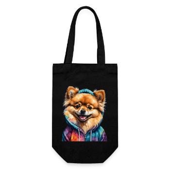 Pomeranian Pomeranian Pomeranian Hoodie Dog Print - Gift Bag for Bottles - black - Front