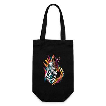 Colorful Zebra Artwork Illustration - Gift Bag for Bottles - black - Front