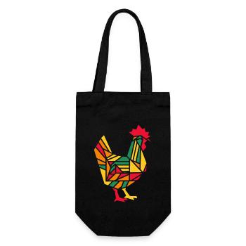 Coq graphique coloré géométrique animal de la ferme - Sac à bouteille - noir - Devant