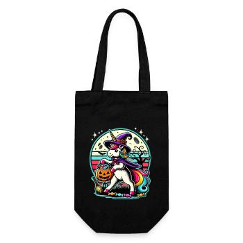 Truc ou friandise d'Halloween drôle de licorne de sorcière - Sac à bouteille - noir - Devant