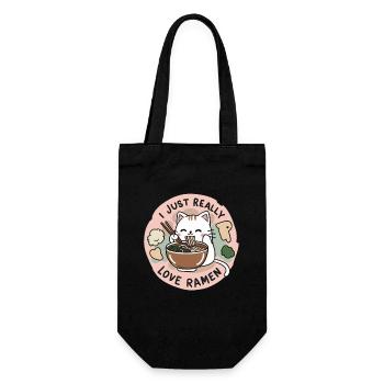 Entzückende Katze mit Ramen-Nudeln, die ich wirklich liebe - Geschenkbeutel für Flaschen - Schwarz - Vorne