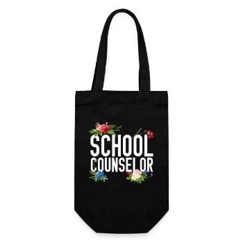 School Counselor Flower Floral - Geschenkbeutel für Flaschen - Schwarz - Vorne
