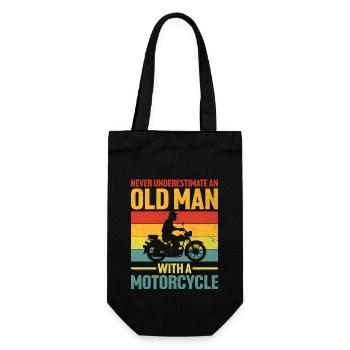 Never Underestimate An Old Man With A Motorcycle B - Gift Bag for Bottles - black - Front