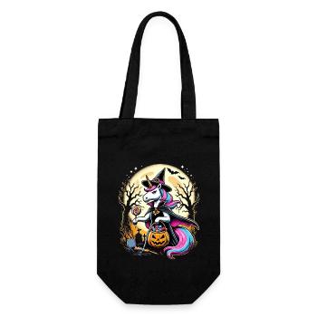 Drôle de licorne sorcière aime les bonbons - Sac à bouteille - noir - Devant