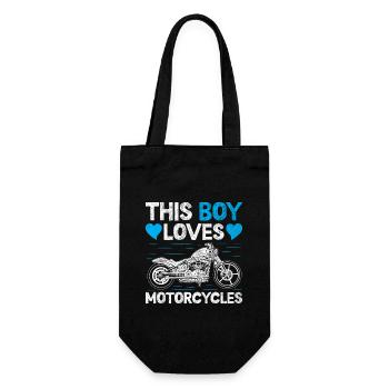 This Boy Loves Motorcycles Motorcycling Biker Moto - Gift Bag for Bottles - black - Front