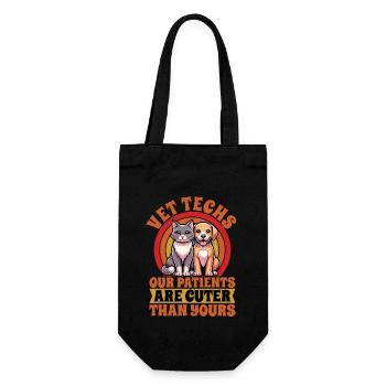 Vet Techs Our Patients Are Cuter Veterinary Clinic - Gift Bag for Bottles - black - Front