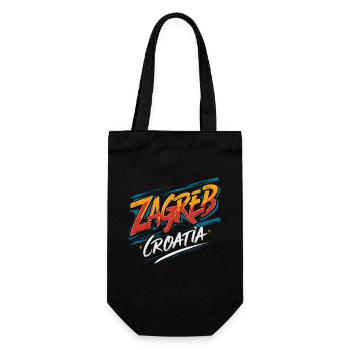 Zagreb Croatia Souvenir Kunstwerk - Geschenkbeutel für Flaschen - Schwarz - Vorne