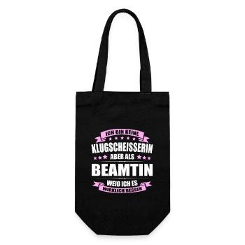 Ich Bin Keine Klugscheisserin Beamtin Beamte - Geschenkbeutel für Flaschen - Schwarz - Vorne