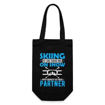 Skifahren ist wie auf Schnee zu tanzen, mit Schwerkraft wie - Geschenkbeutel für Flaschen - Schwarz - Vorne