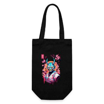 Oni Samurai Vaporwave Aesthetic Japan Culture - Gift Bag for Bottles - black - Front