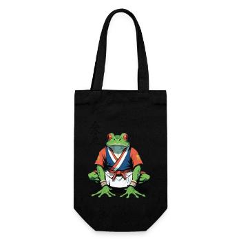 Samurai Frosch & Vintage Ukiyo-e Stil Design - Geschenkbeutel für Flaschen - Schwarz - Vorne