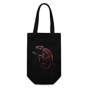Chamäleon Motiv Tier Tierliebhaber Reptilien Echse - Geschenkbeutel für Flaschen - Schwarz - Vorne