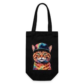 Casquette Snapback Chat Coloré Drôle Animal Design Imprimer - Sac à bouteille - noir - Devant