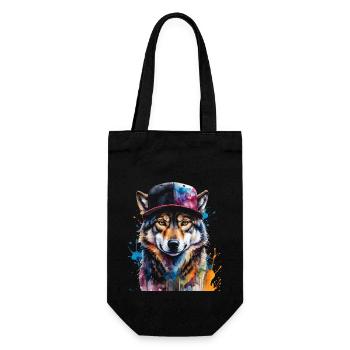 Casquette Snapback Loup Imprimé Animal Coloré - Sac à bouteille - noir - Devant