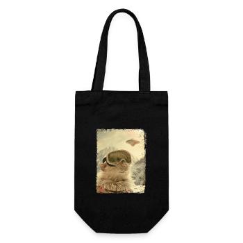 UFO Retro Vintage Uncanny Alien Winter Mouse - Gift Bag for Bottles - black - Front