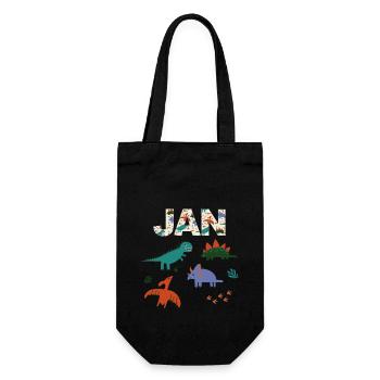 JAN - Beautiful boy name with dinosaur - Gift Bag for Bottles - black - Front