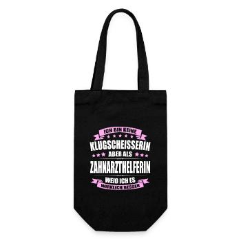 Ich Bin Keine Klugscheisserin Zahnarzthelferin - Geschenkbeutel für Flaschen - Schwarz - Vorne