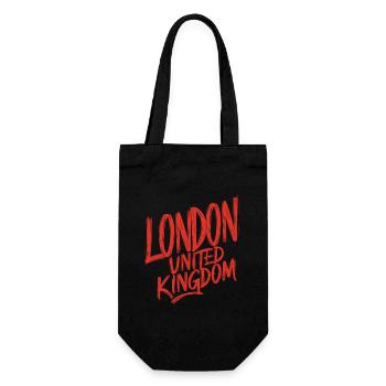 London United Kingdom Souvenir - Geschenkbeutel für Flaschen - Schwarz - Vorne