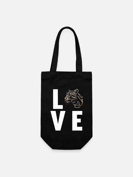 Clouded Leopard Nebelparder - Geschenkbeutel für Flaschen - Schwarz