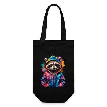 Raccoon Hoodie Colorful Funny Animal Design Print - Gift Bag for Bottles - black - Front