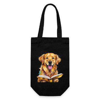 Impression de conception drôle de chien de lecture Golden Retriever - Sac à bouteille - noir - Devant