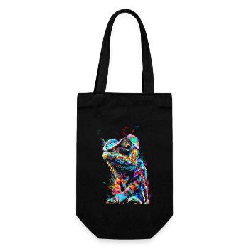 Chamäleon Motiv Tier Tierliebhaber Reptilien Echse - Geschenkbeutel für Flaschen - Schwarz - Vorne