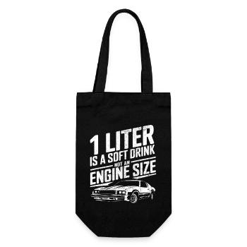 1 Liter ist ein Erfrischungsgetränk, kein Motor Motor E - Geschenkbeutel für Flaschen - Schwarz - Vorne